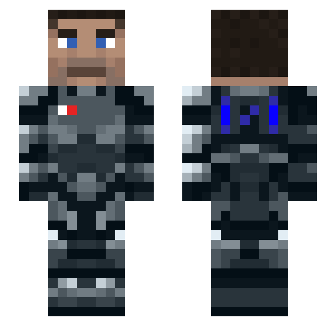 NitoShepard Minecraft skin, front and back view