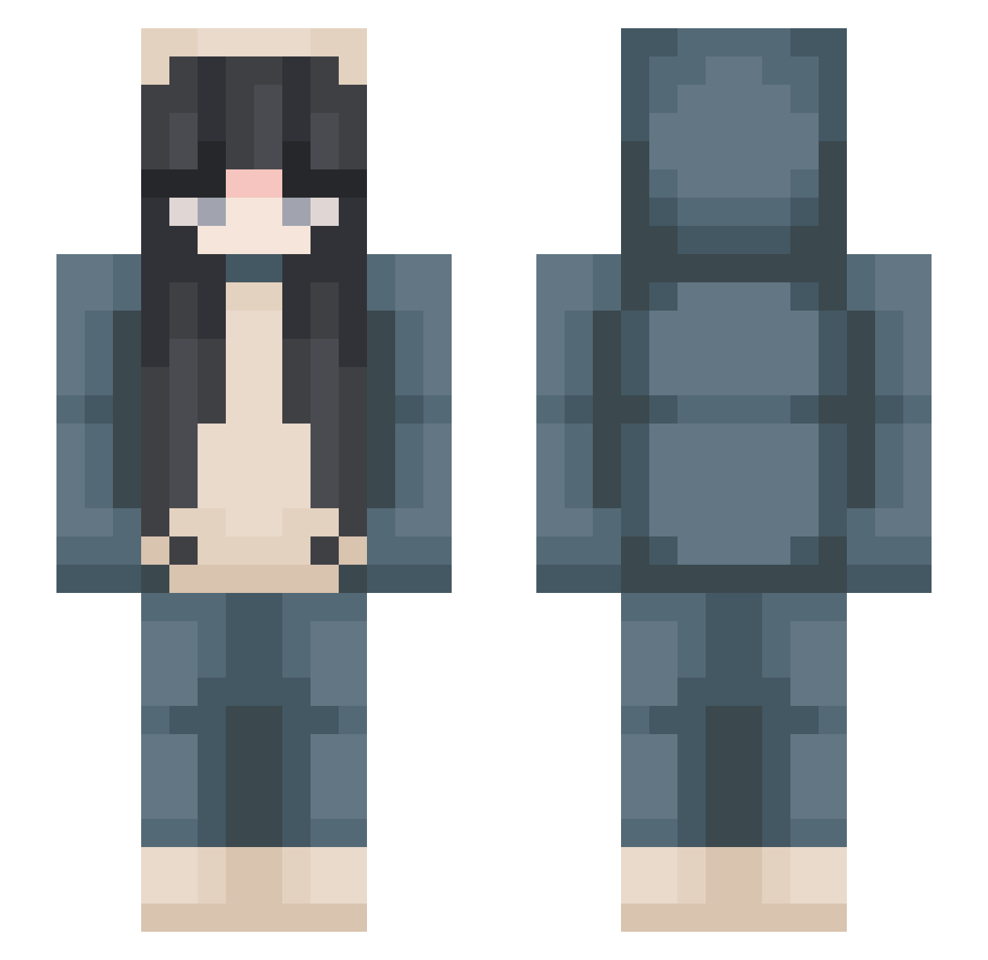 Snoozing Minecraft skin, front and back view