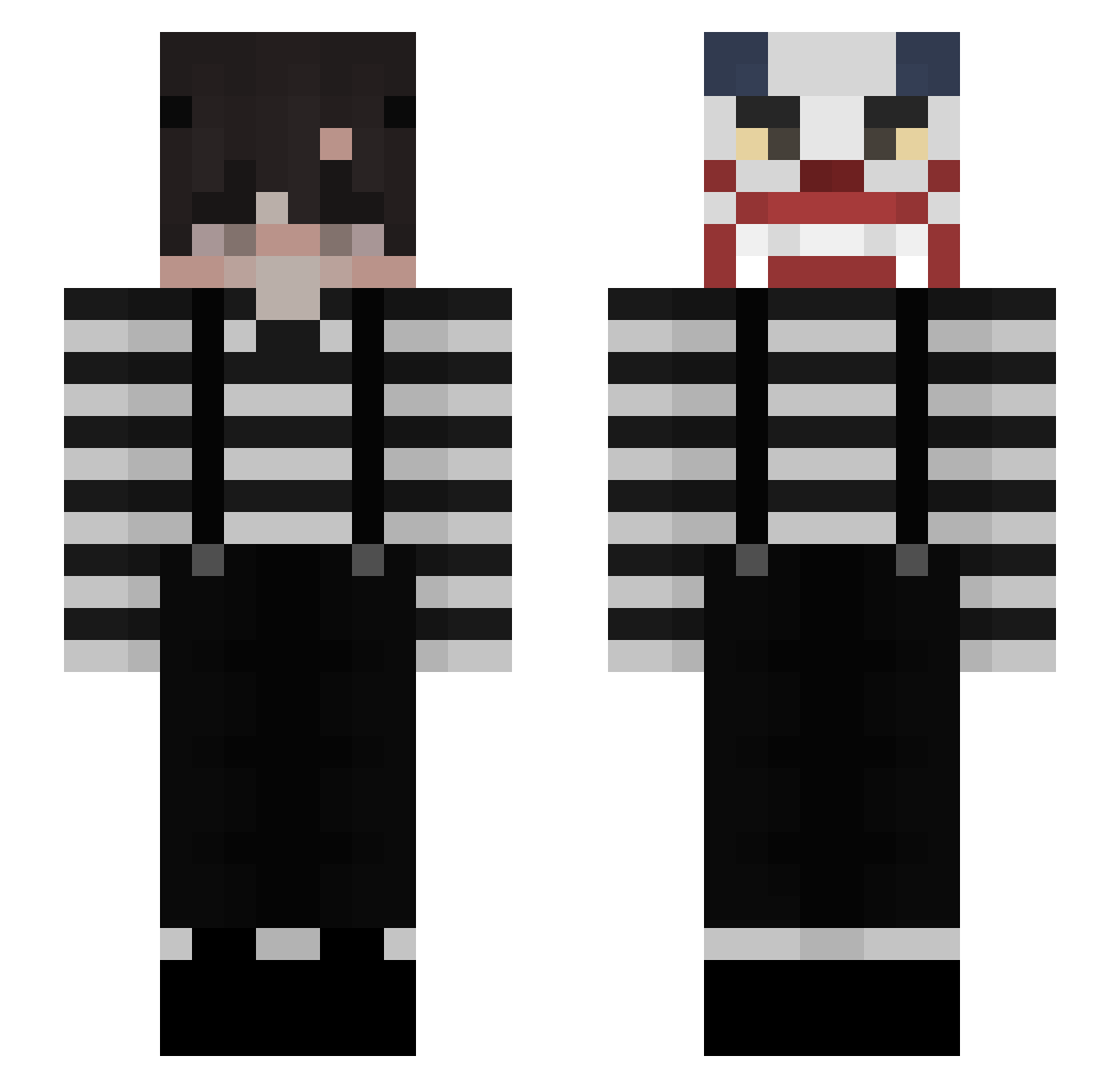 clownish Minecraft skin, front and back view
