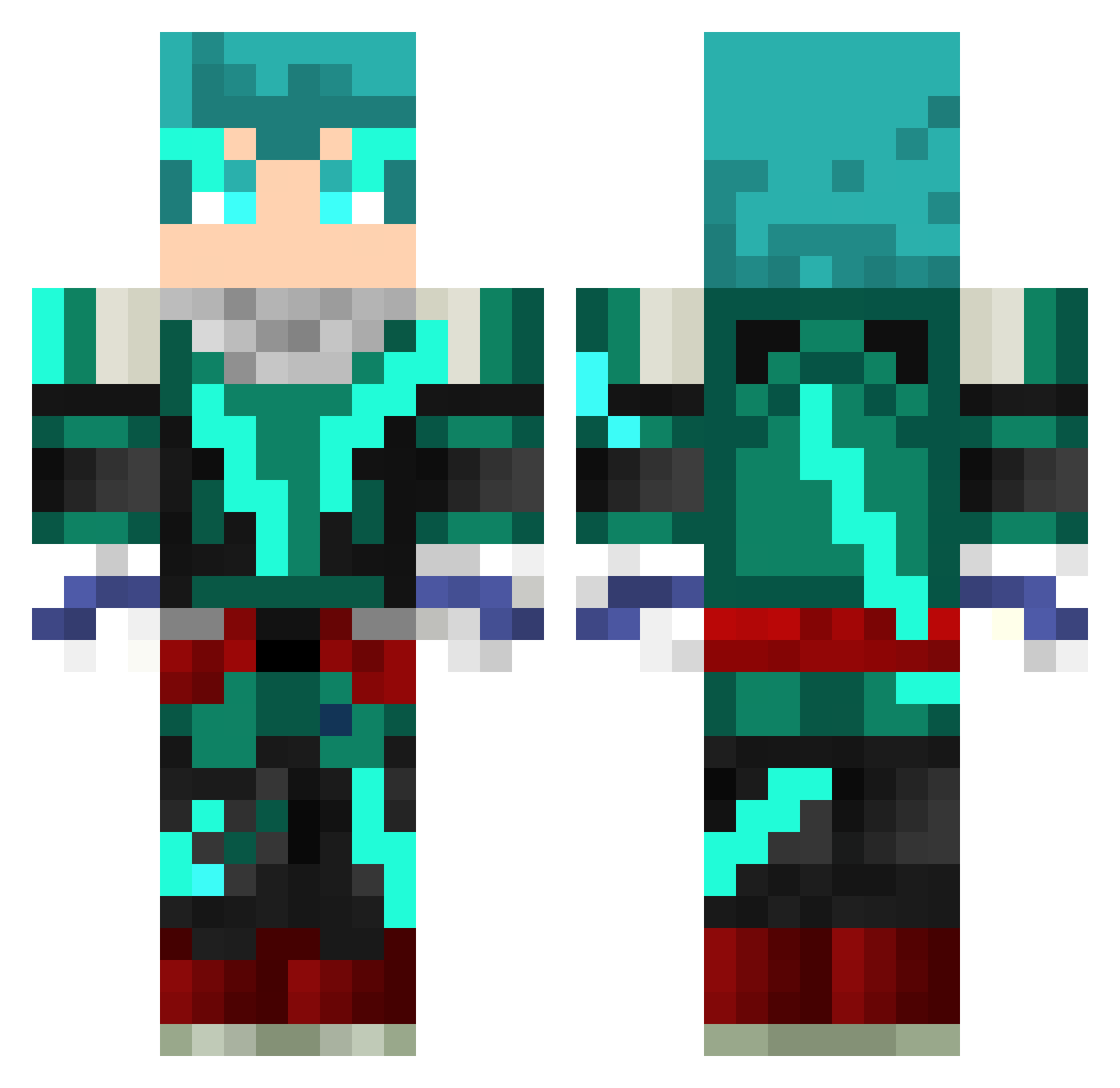 Lucxv7 Minecraft skin, front and back view