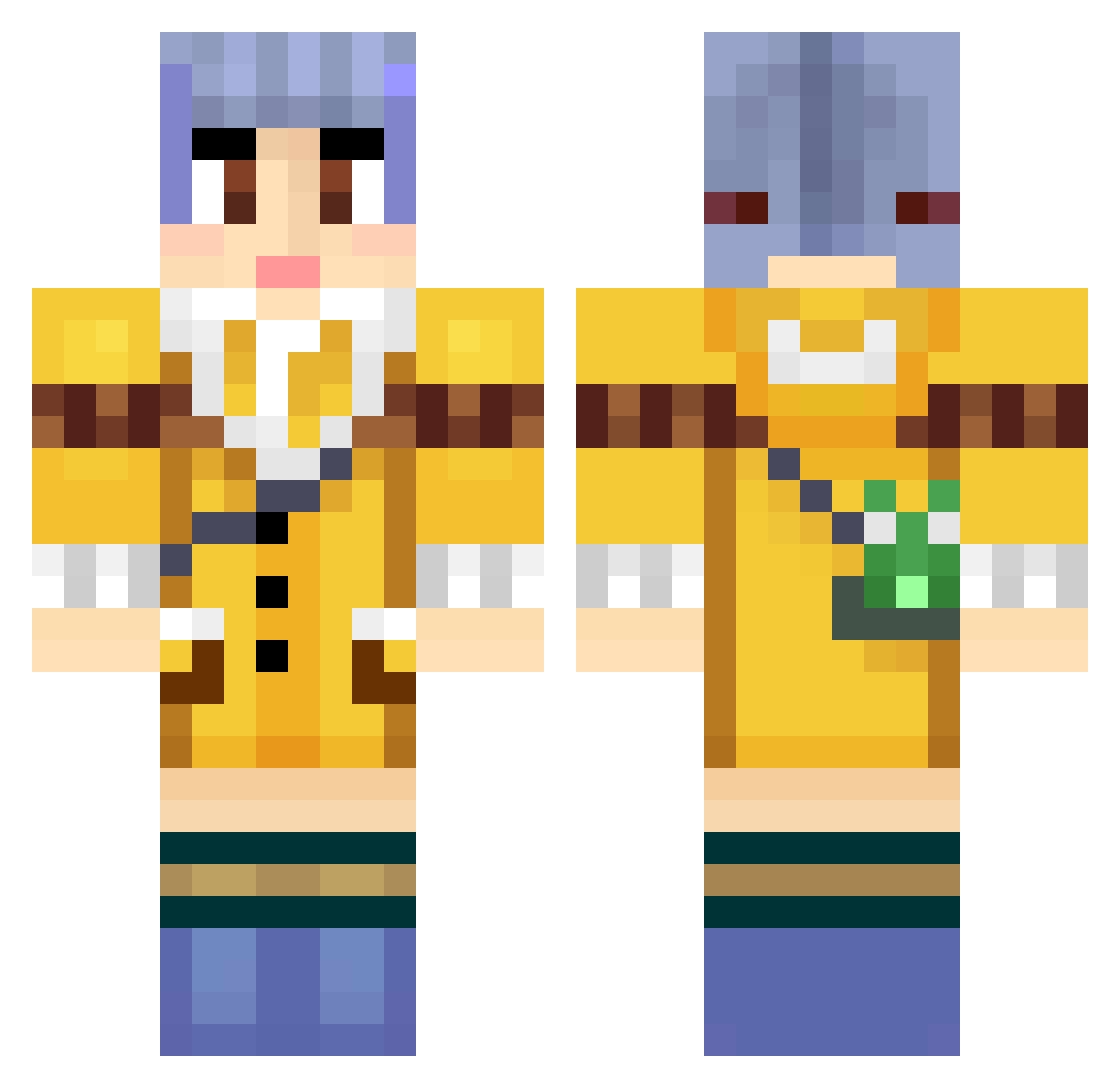 influential Minecraft skin, front and back view