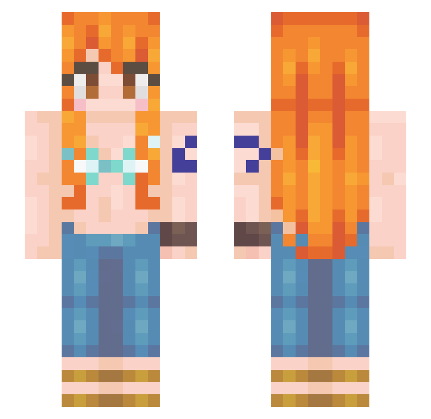 vrinxq Minecraft skin, front and back view
