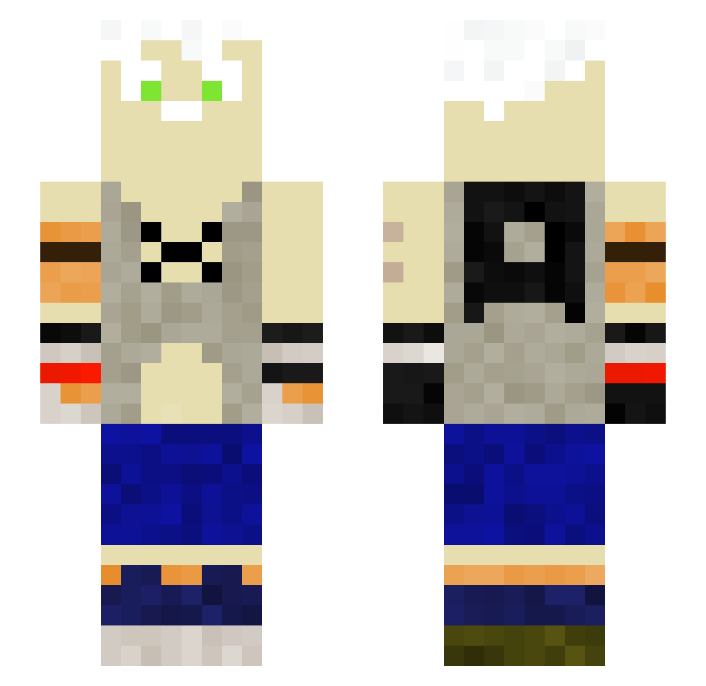 MEGANERDLOSER Minecraft skin, front and back view