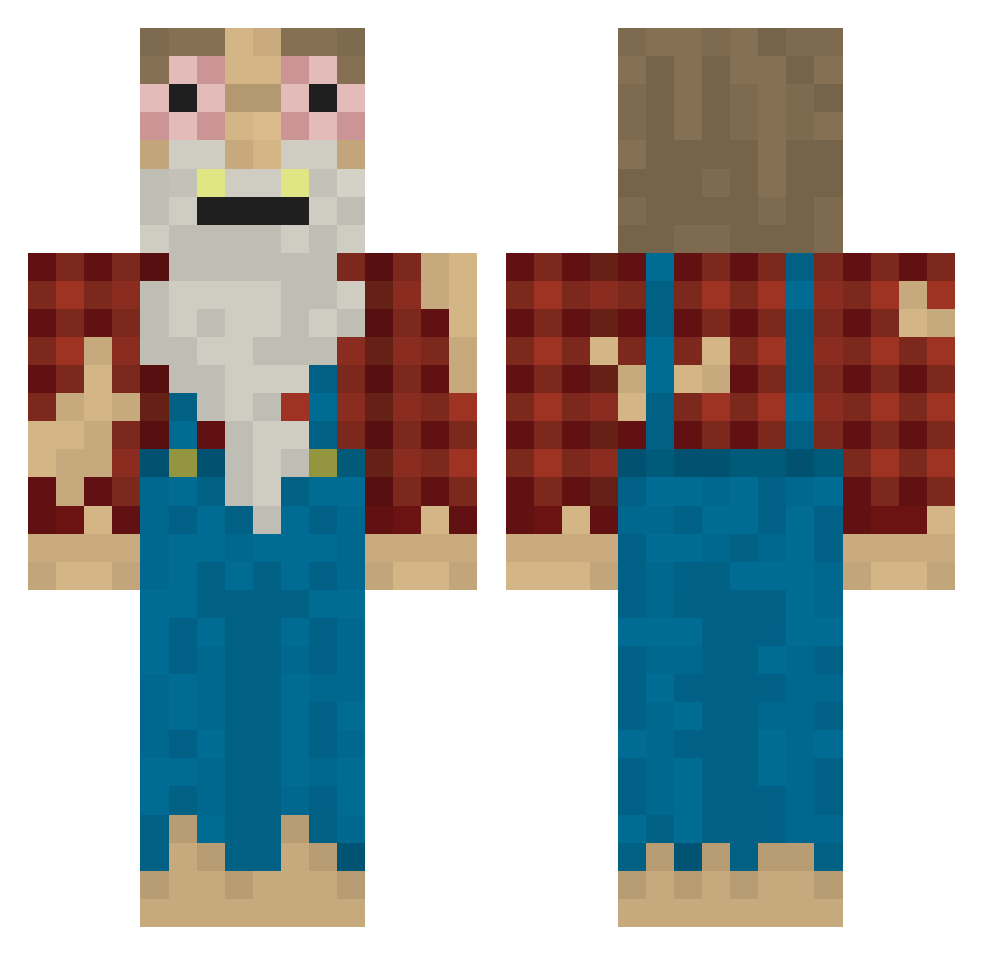Windfanger Minecraft skin, front and back view