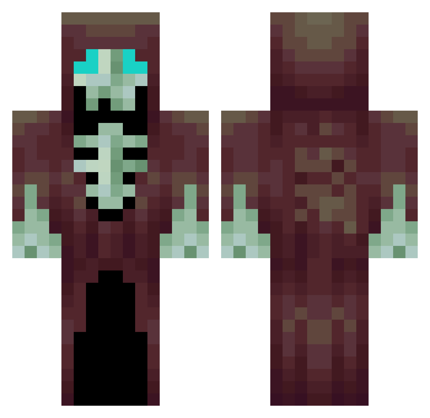 Lociation Minecraft skin, front and back view