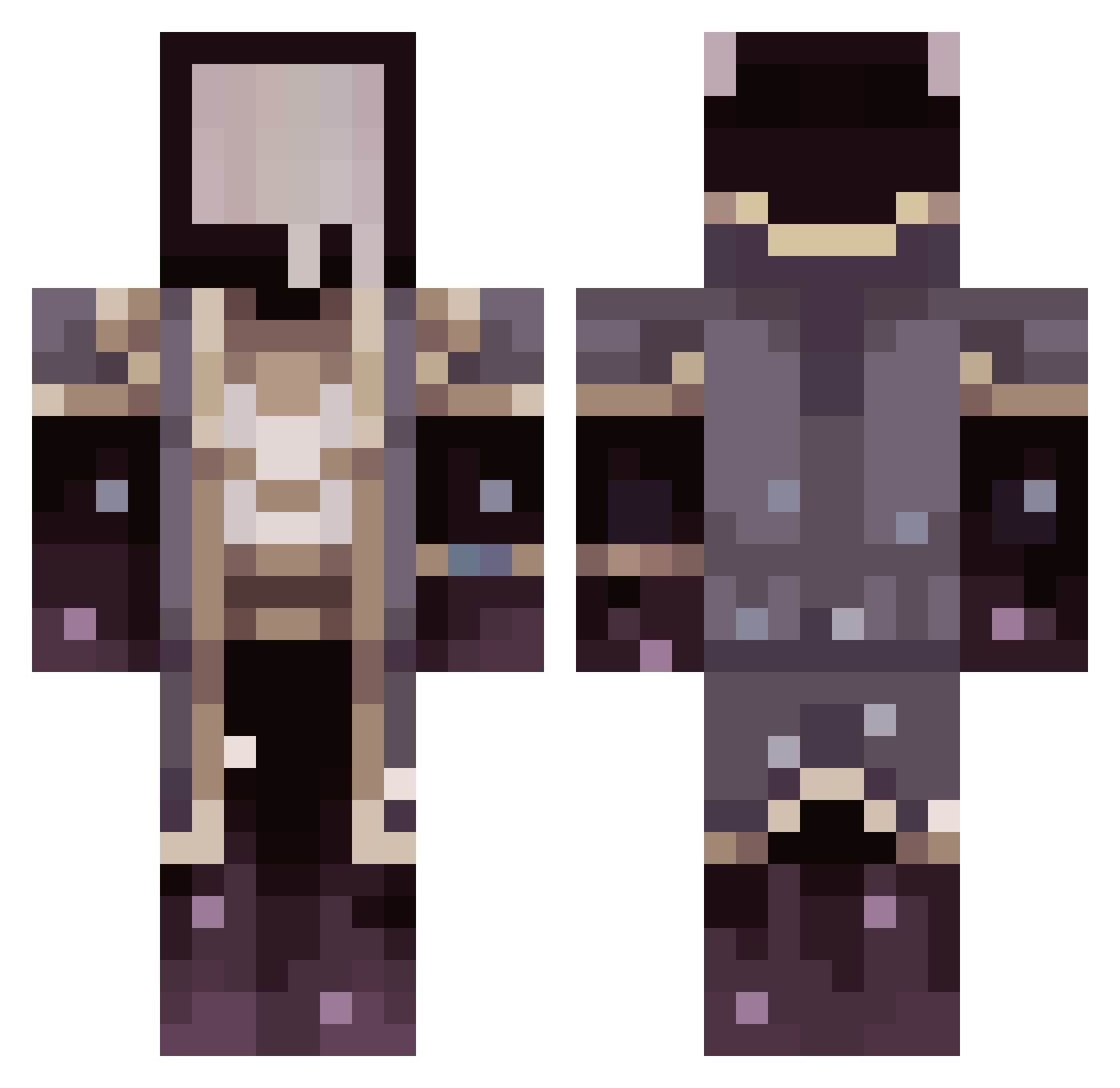 xSelidHerx Minecraft skin, front and back view