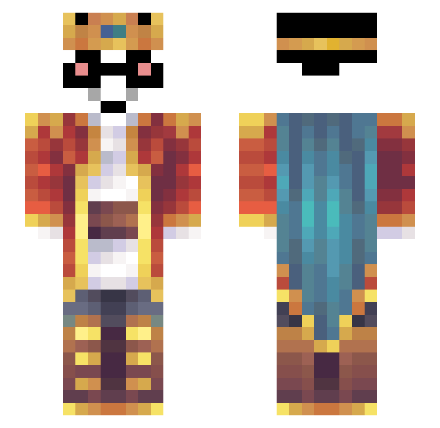 Dyubious Minecraft skin, front and back view
