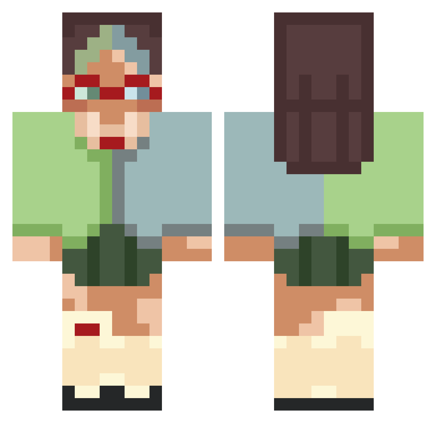 RiverTheLiver Minecraft skin, front and back view