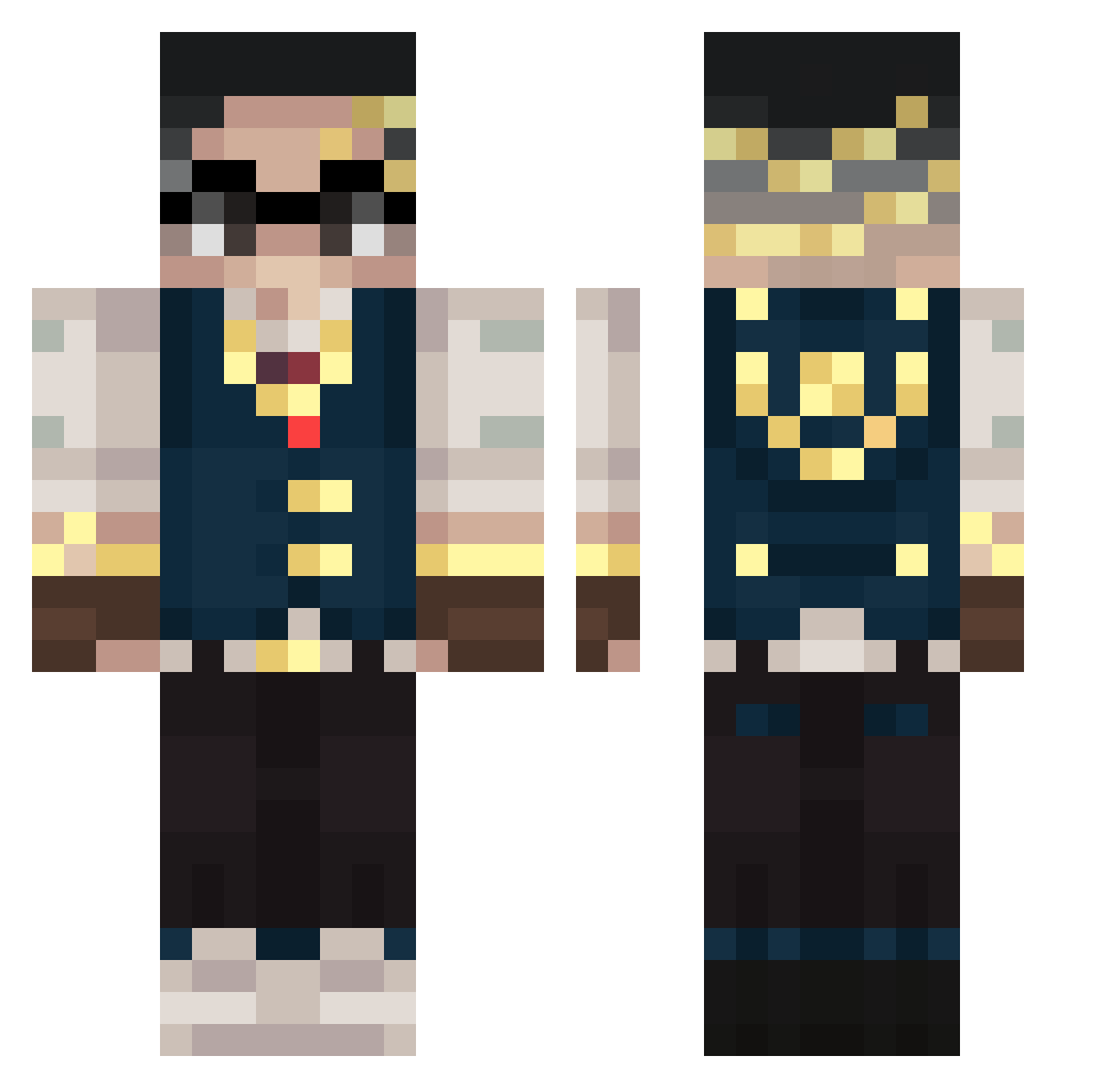 Granaat Minecraft skin, front and back view