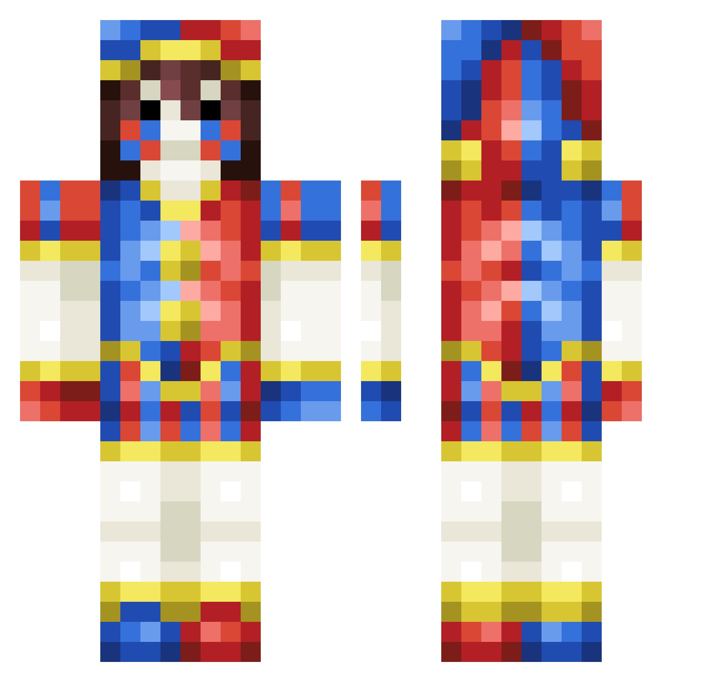 Rexistil Minecraft skin, front and back view