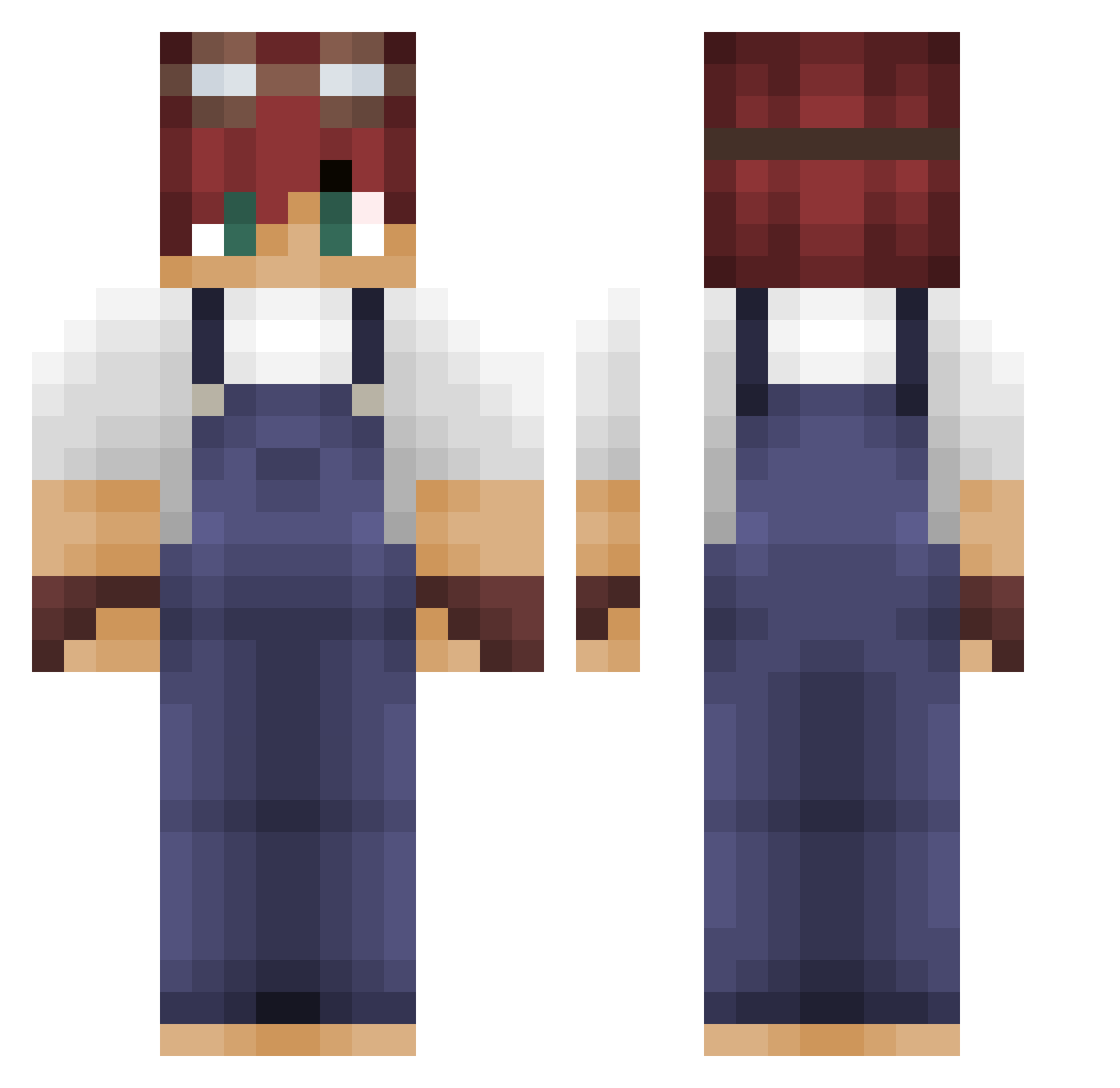 OkTxby Minecraft skin, front and back view