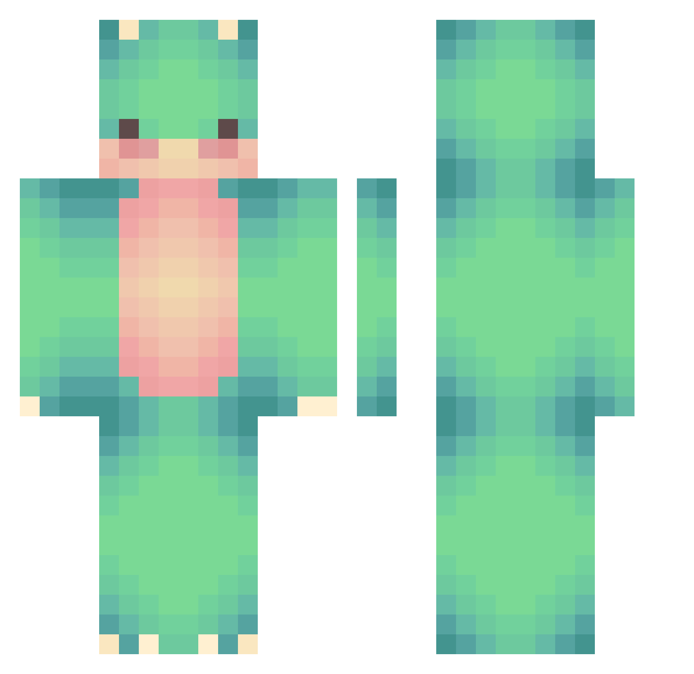 Sushidden Minecraft skin, front and back view