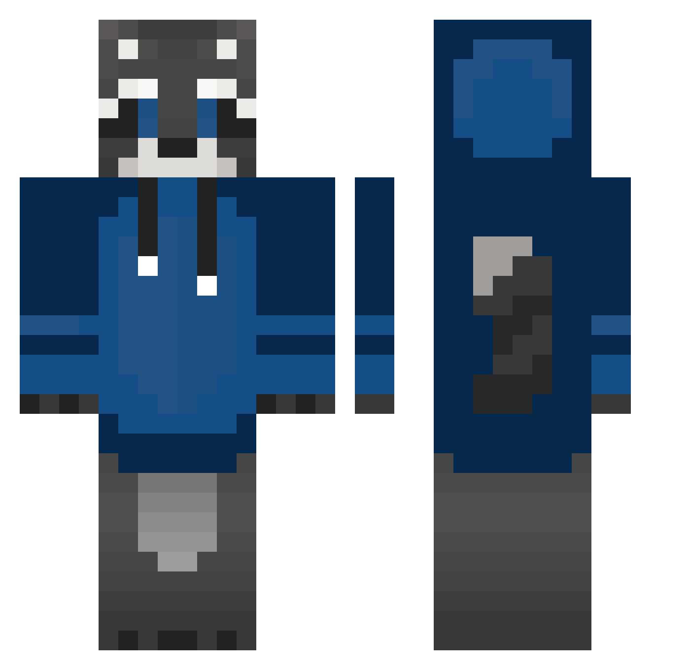 jojojippux Minecraft skin, front and back view