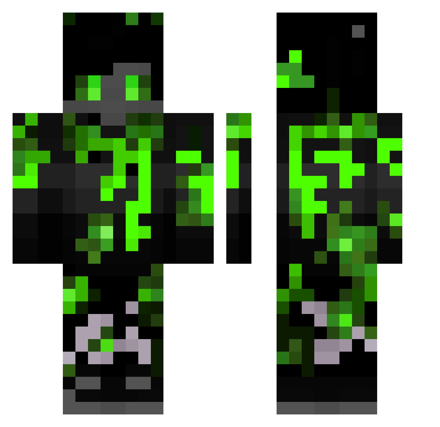 Retr0nline Minecraft skin, front and back view