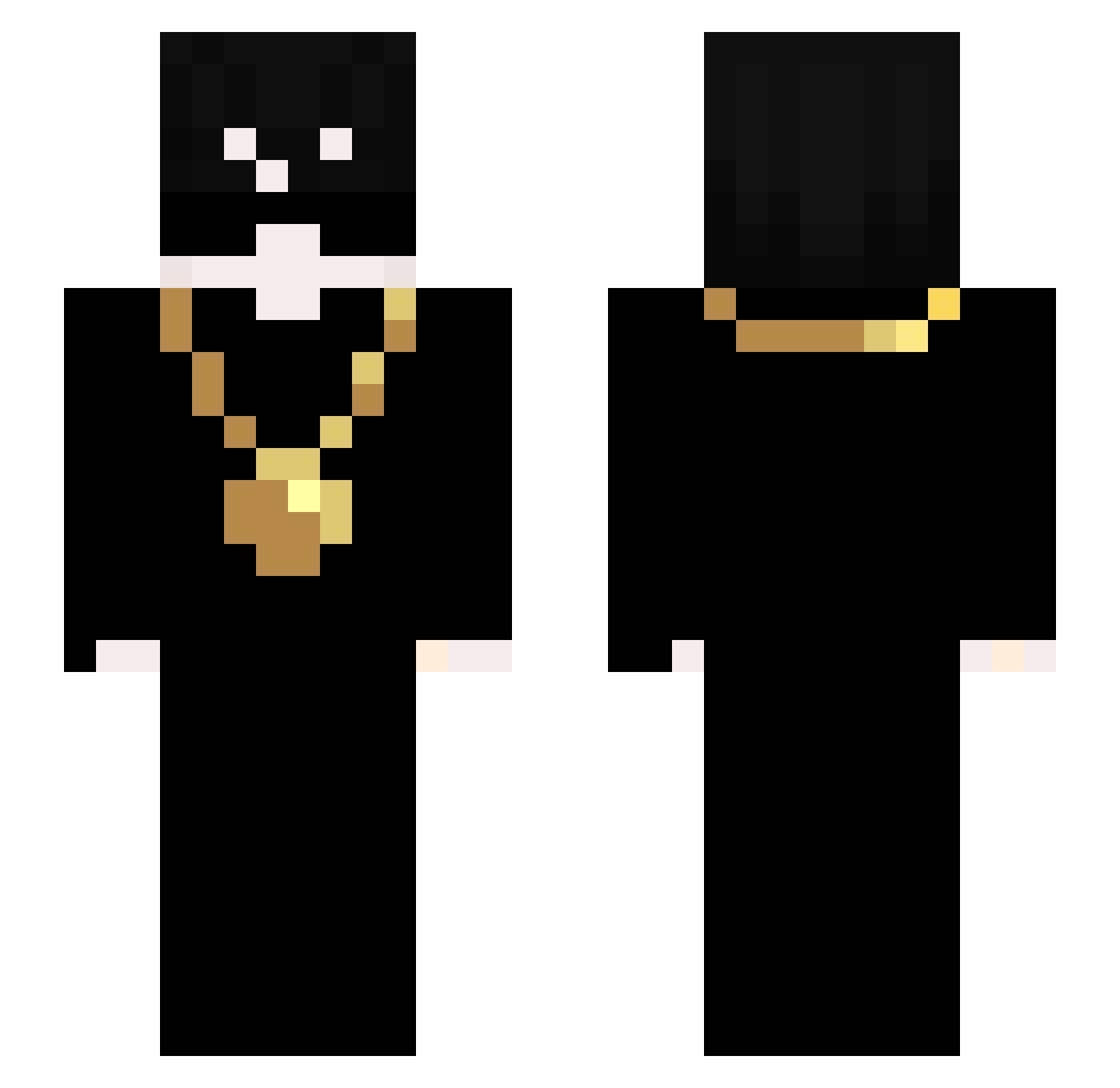 Parodies Minecraft skin, front and back view