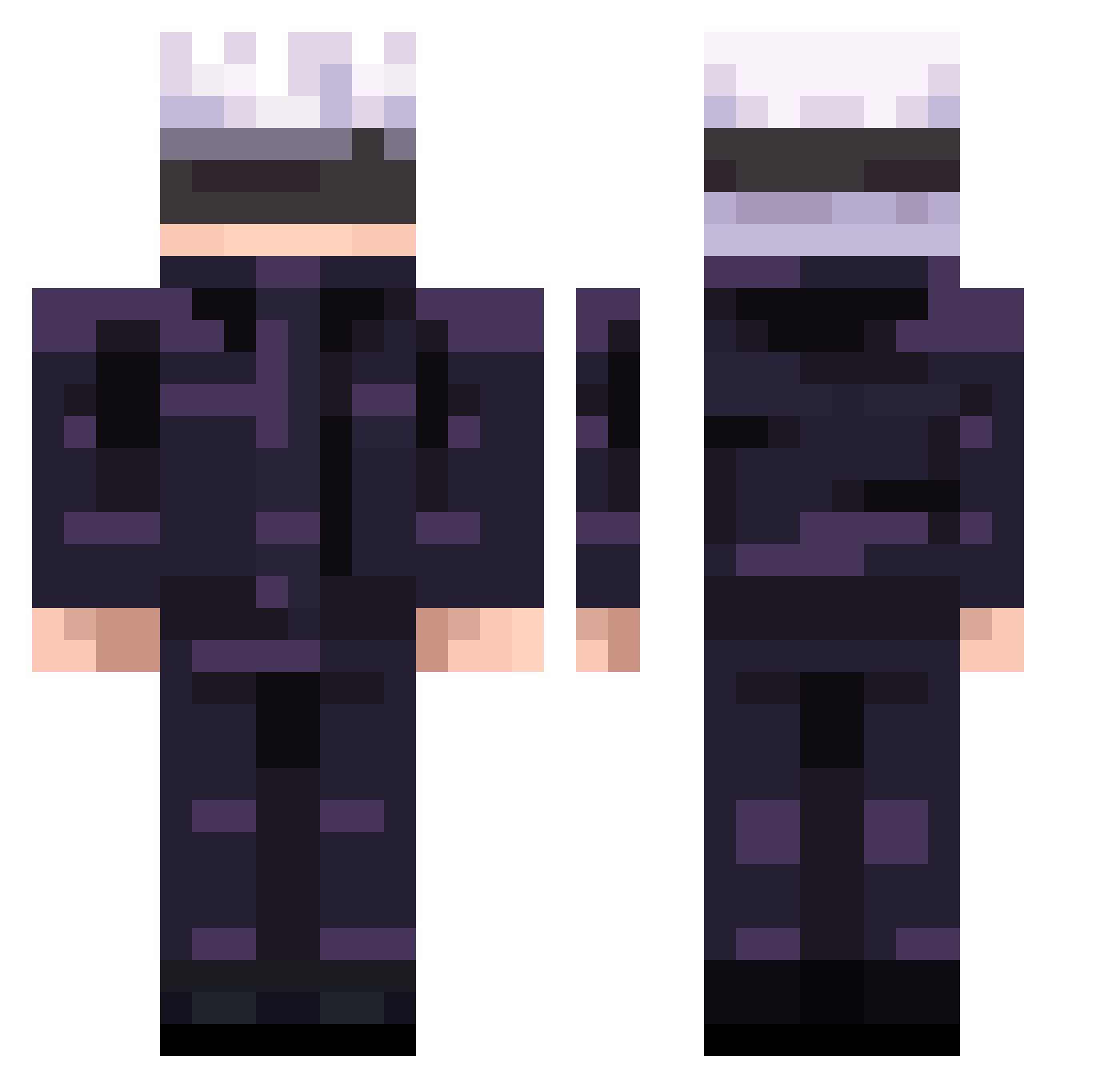 Amigma Minecraft skin, front and back view
