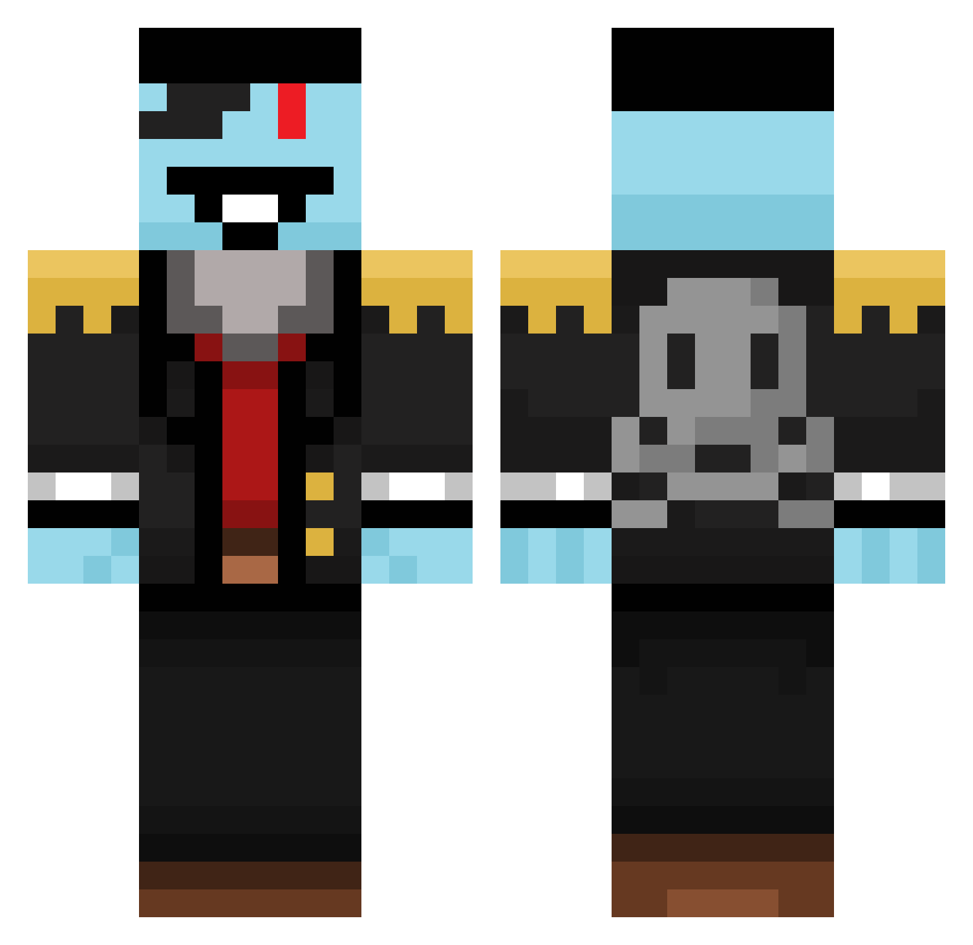 BreakfastBuddy Minecraft skin, front and back view