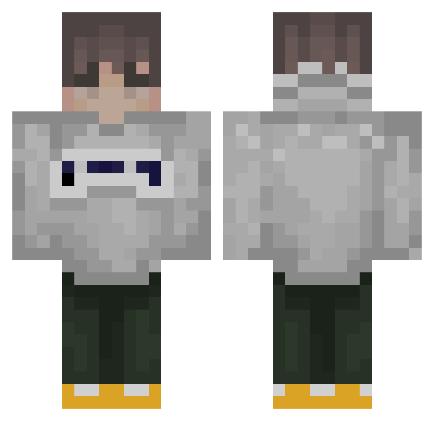 Tallheavymonkeys Minecraft skin, front and back view
