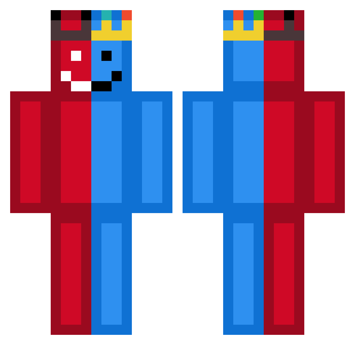 hezkymajesty Minecraft skin, front and back view