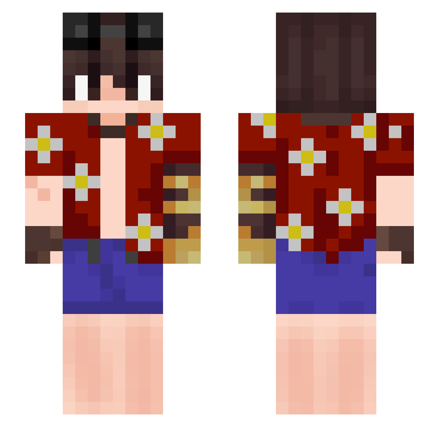 Yukiovskii Minecraft skin, front and back view