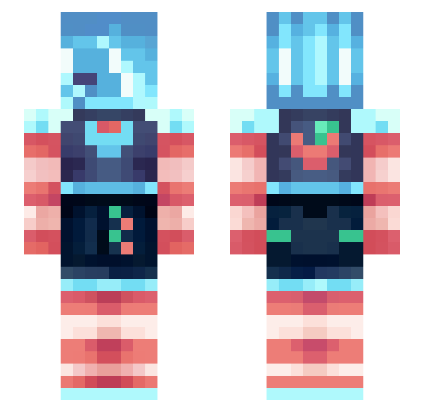 Vexinoux Minecraft skin, front and back view