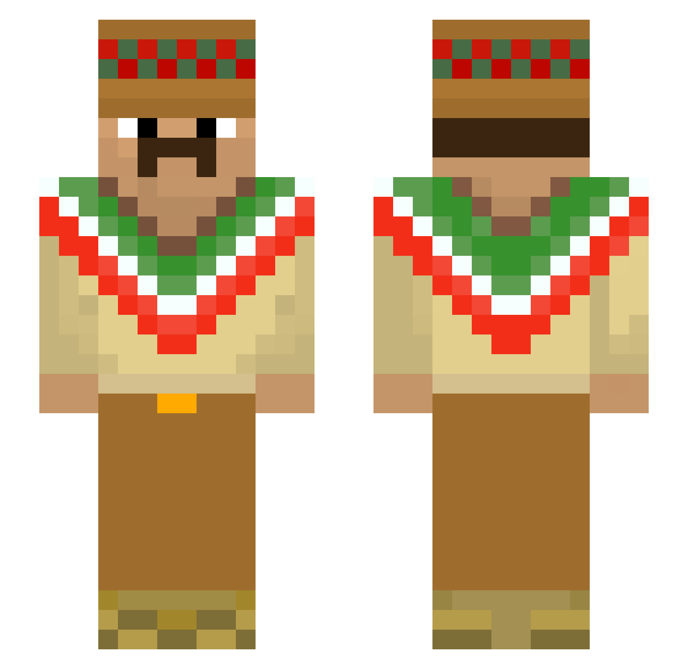 jkly Minecraft skin, front and back view