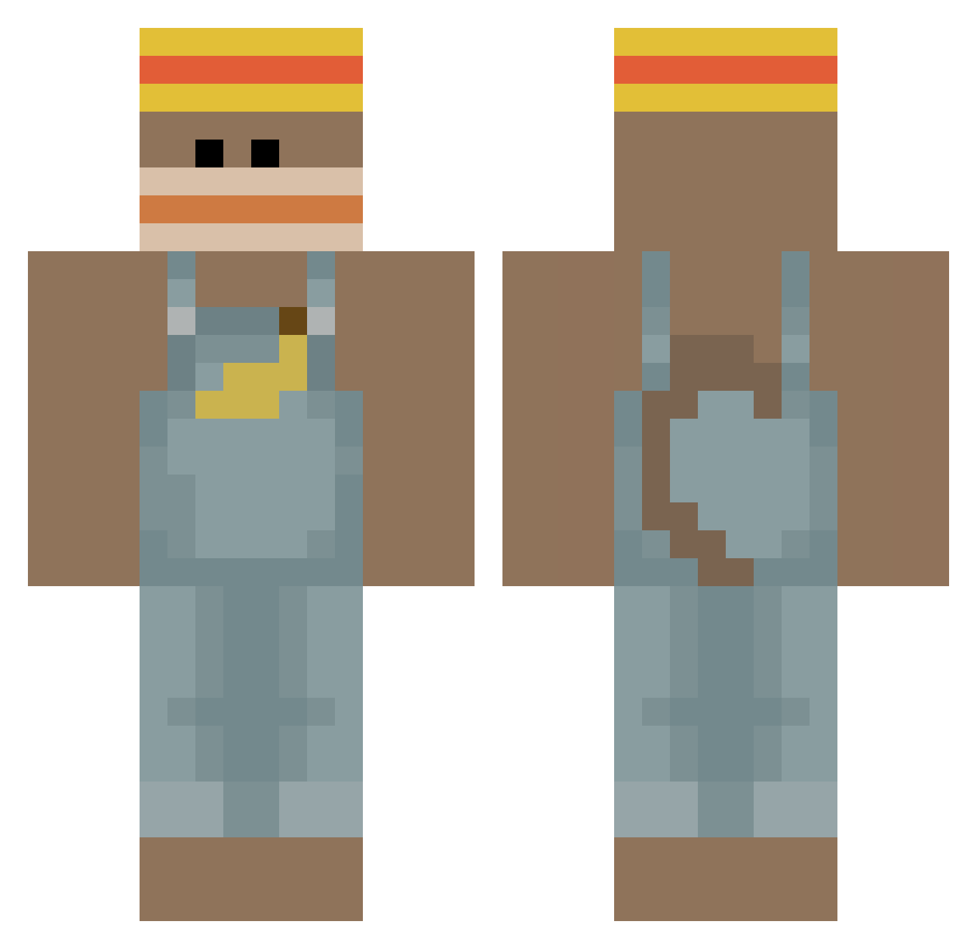 PUGTHUG336 Minecraft skin, front and back view