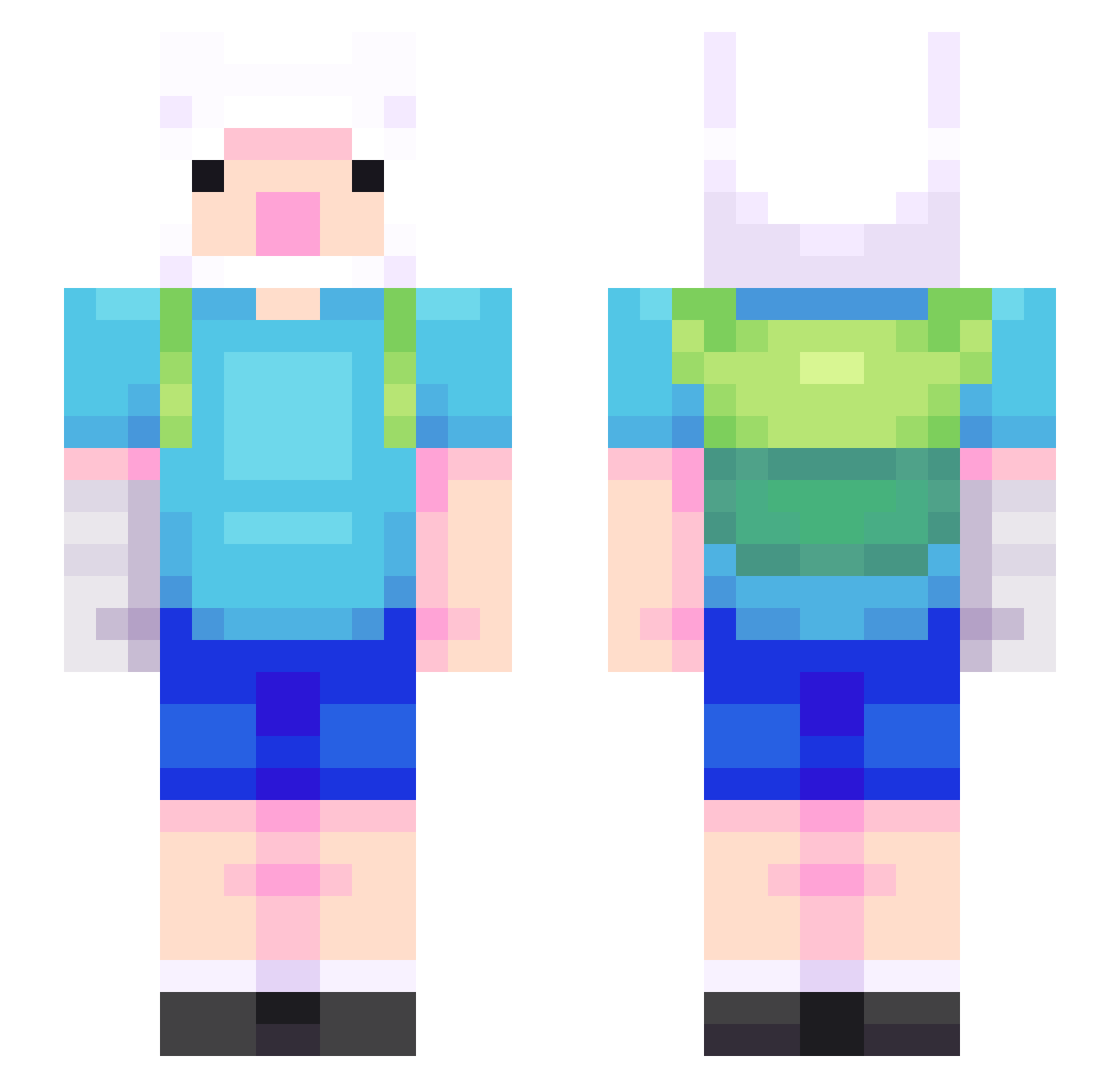 zshours Minecraft skin, front and back view