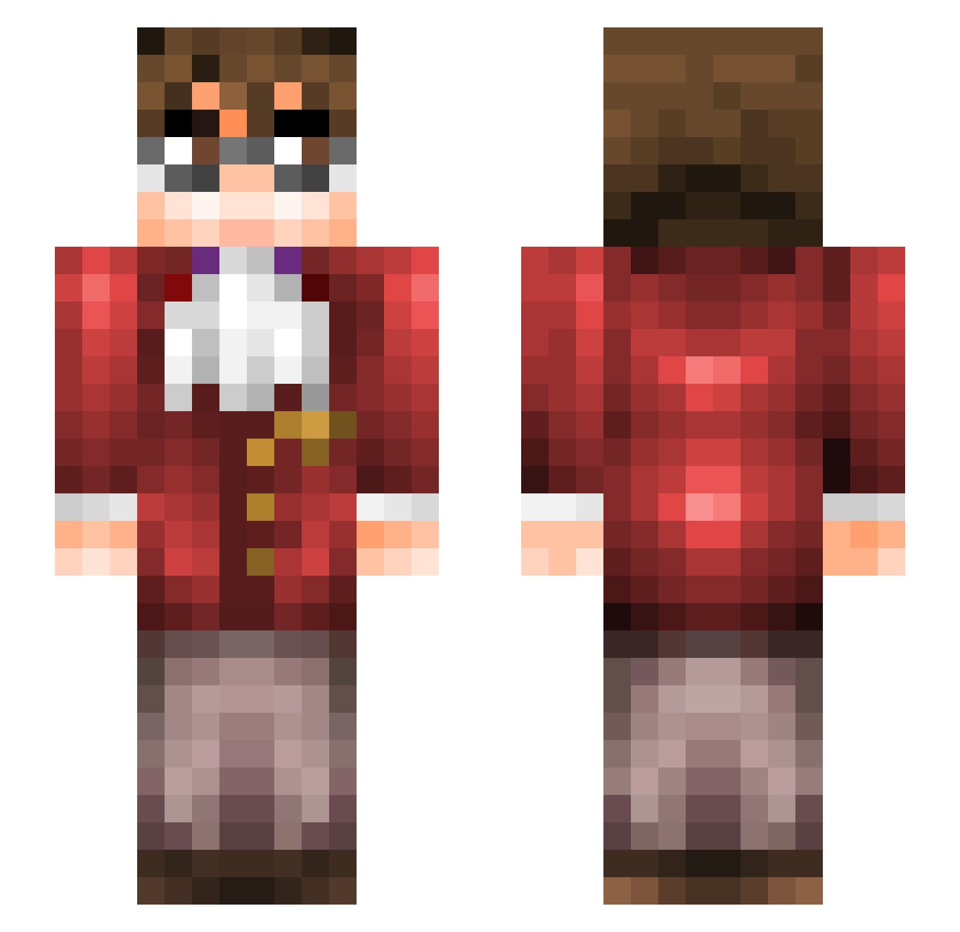 PanicBuy Minecraft skin, front and back view