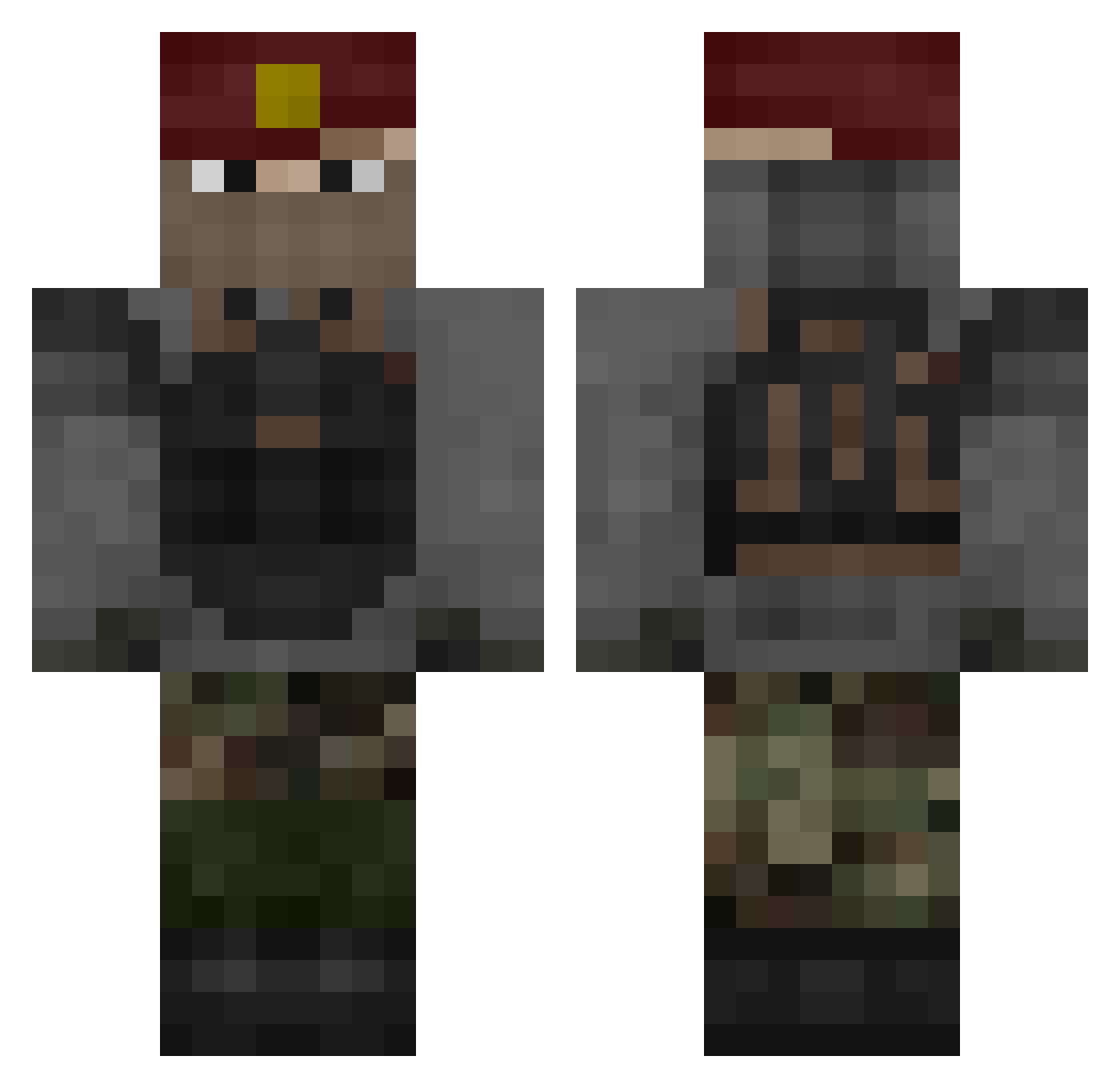 ObscureStyle Minecraft skin, front and back view