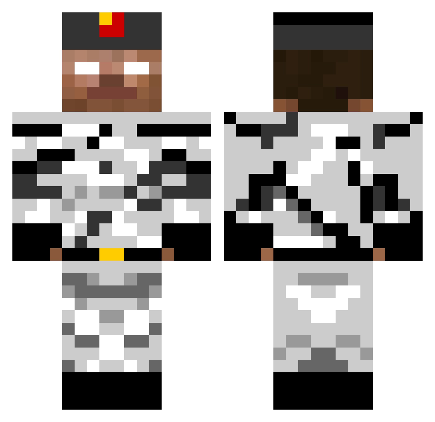 HerobrinesCousin Minecraft skin, front and back view