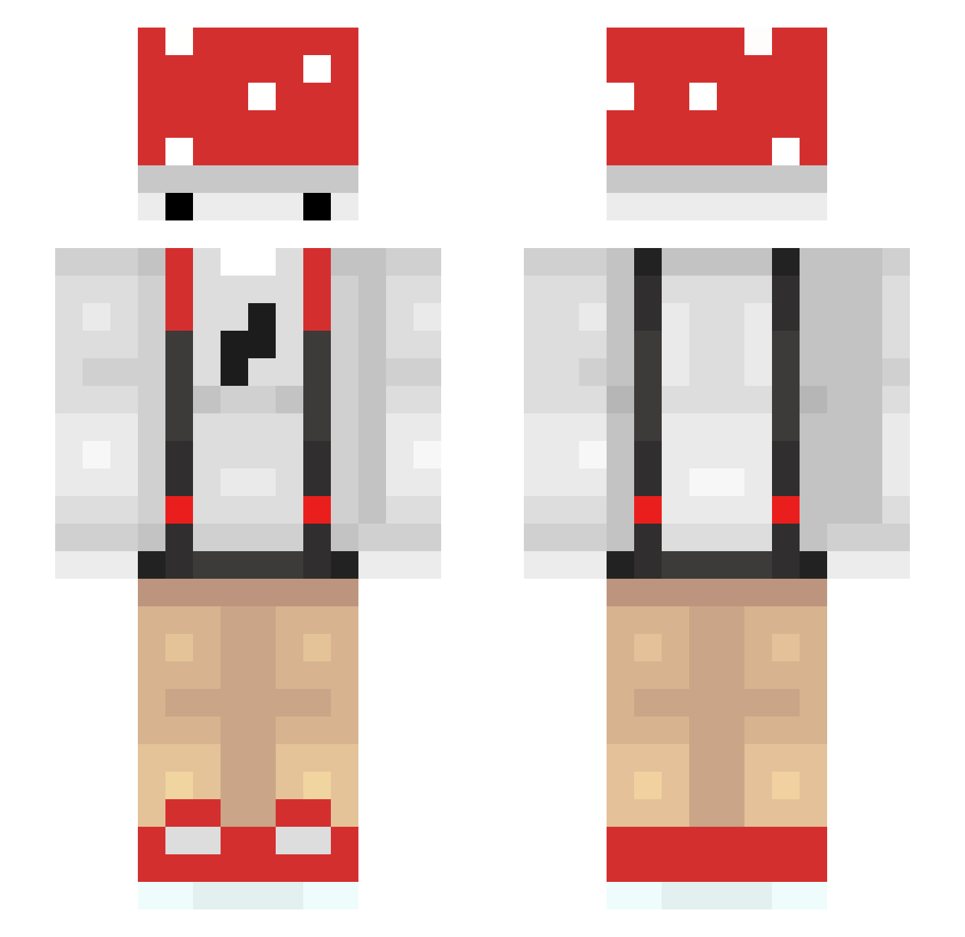 TriColored Minecraft skin, front and back view