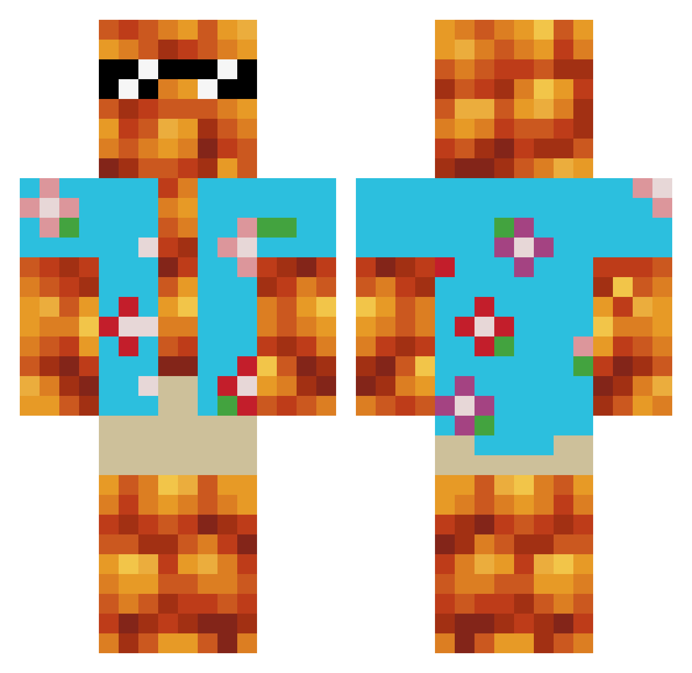 shieldc Minecraft skin, front and back view