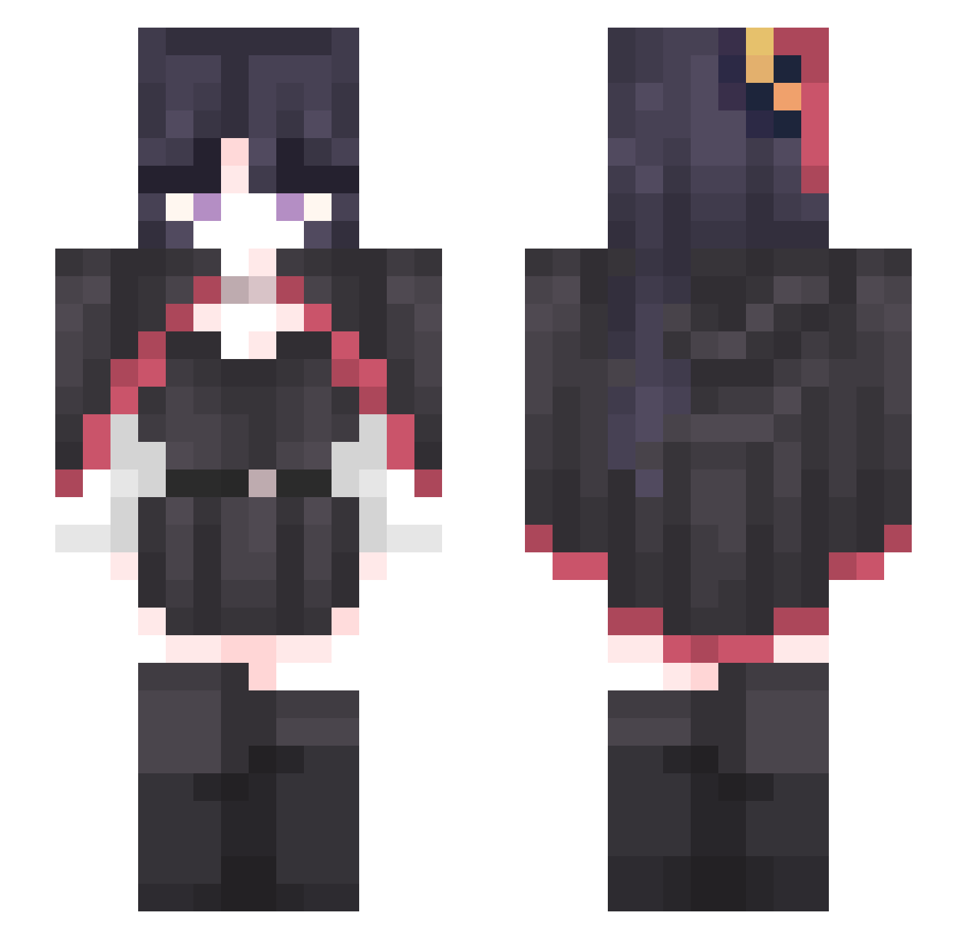 RavenLikesDads Minecraft skin, front and back view