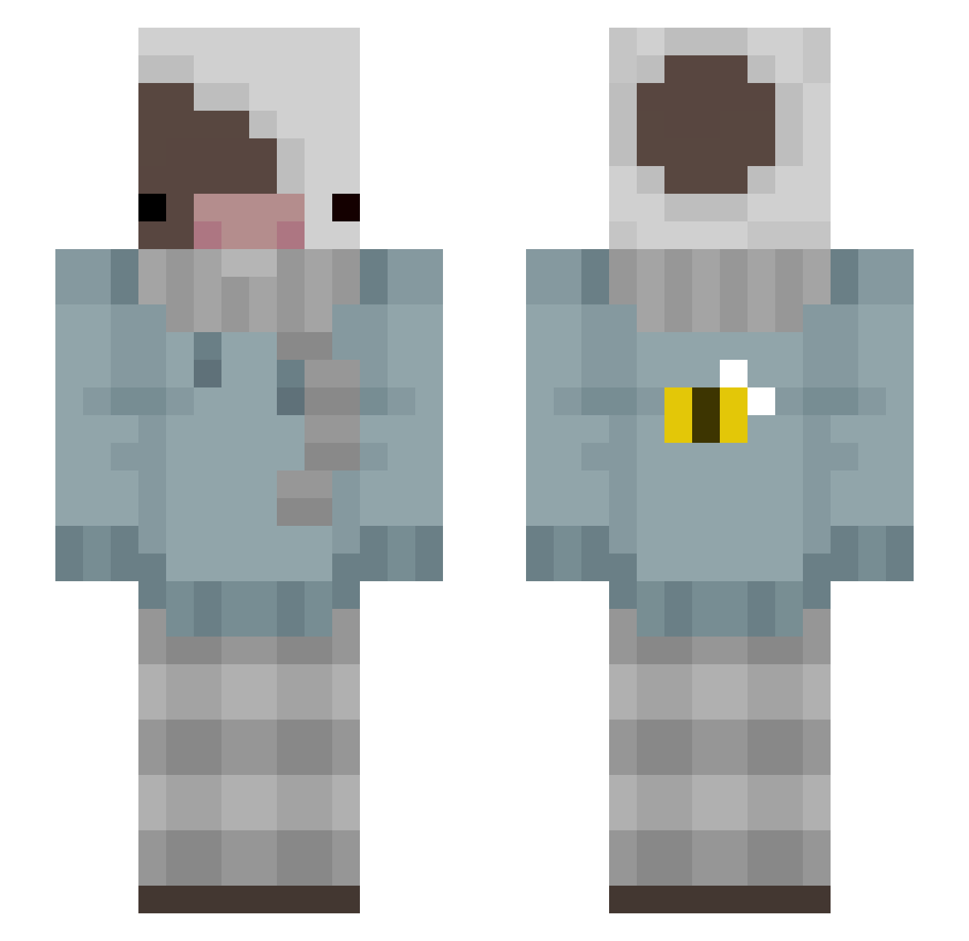 nowboo Minecraft skin, front and back view