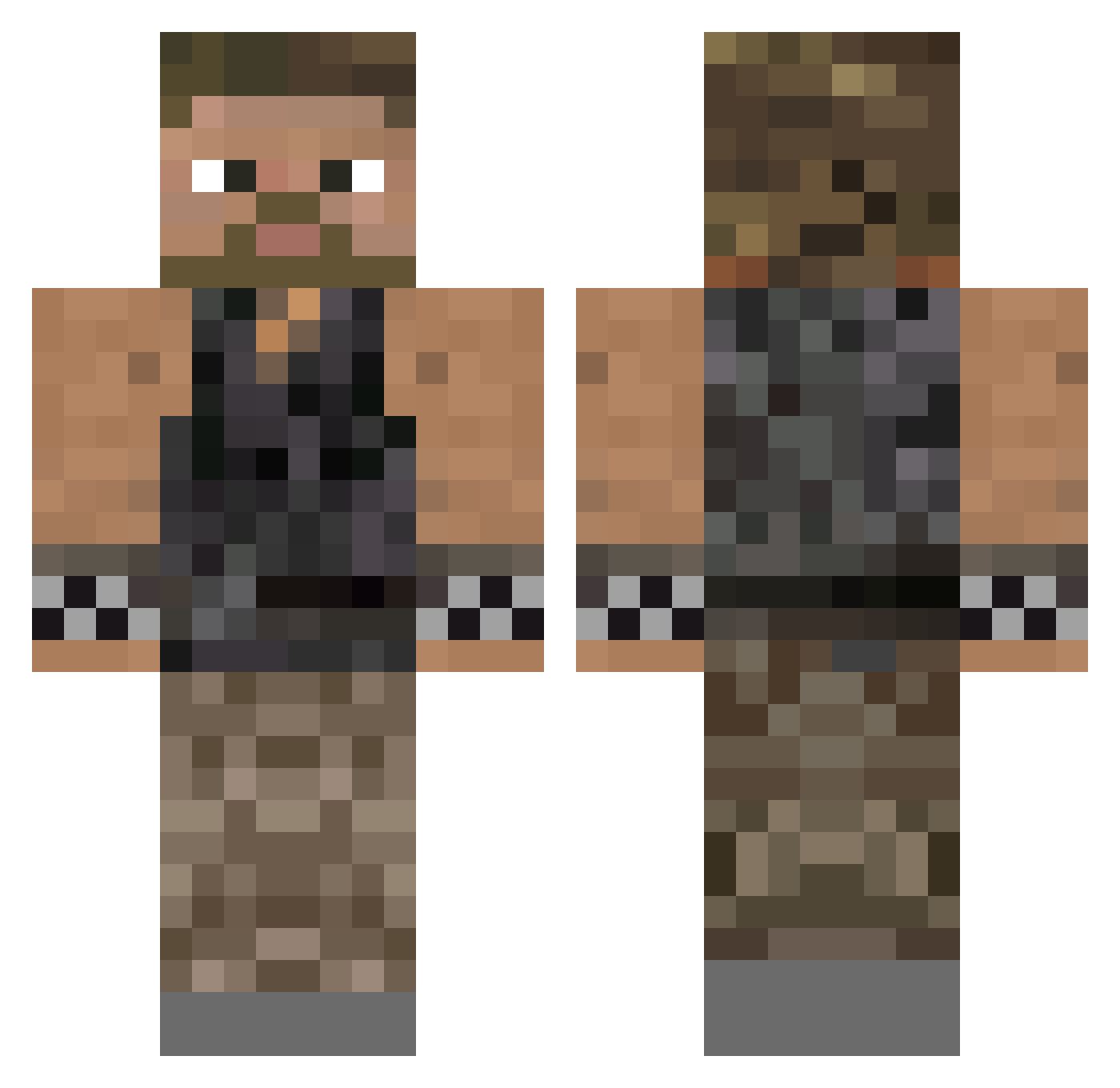 BearZeck Minecraft skin, front and back view