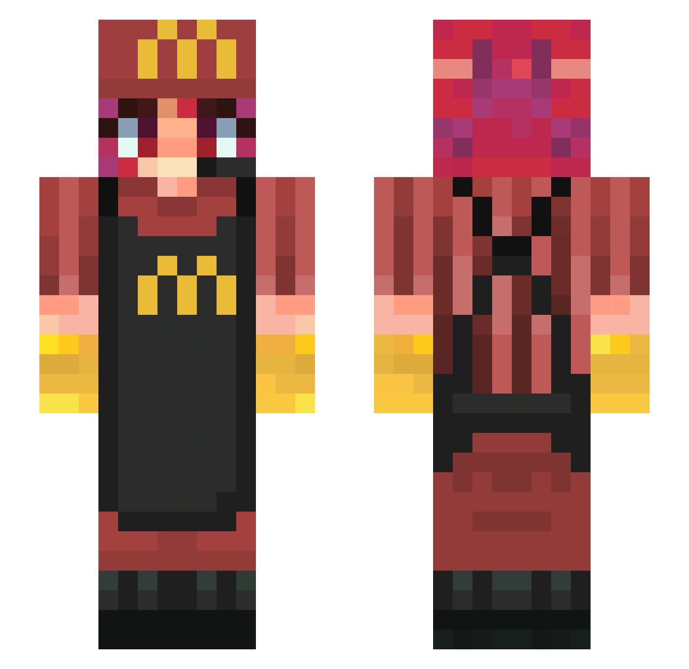xwolls Minecraft skin, front and back view