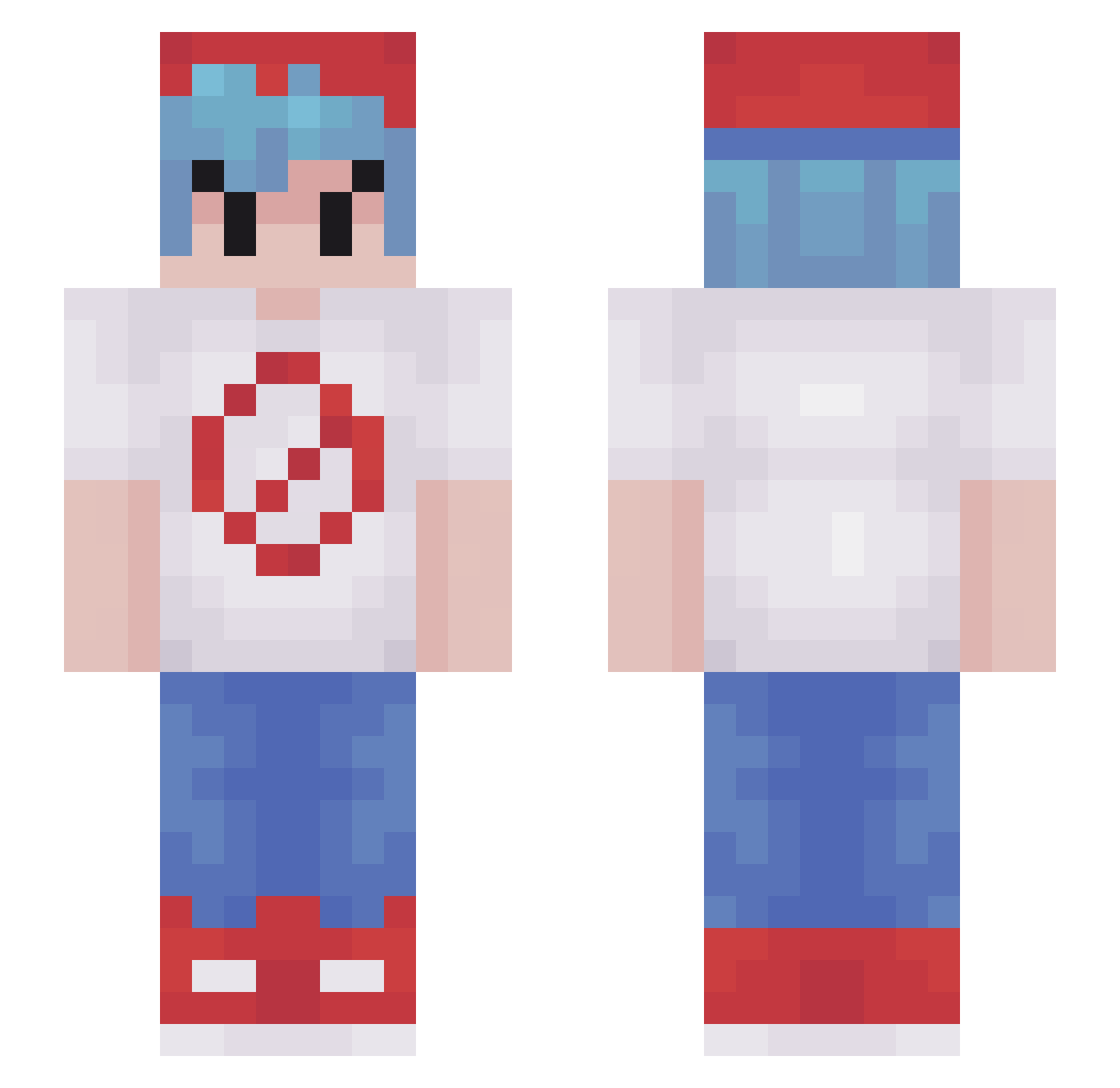 BottledSass Minecraft skin, front and back view