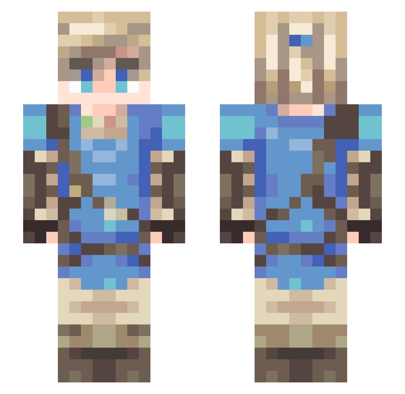 Apolloe11 Minecraft skin, front and back view