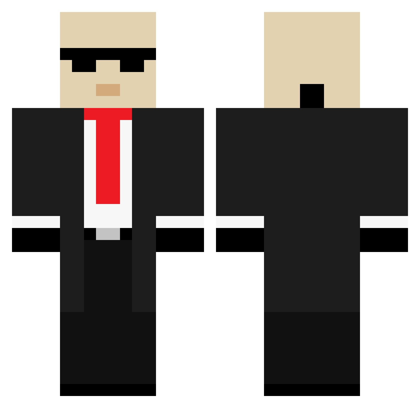 Tolerate Minecraft skin, front and back view