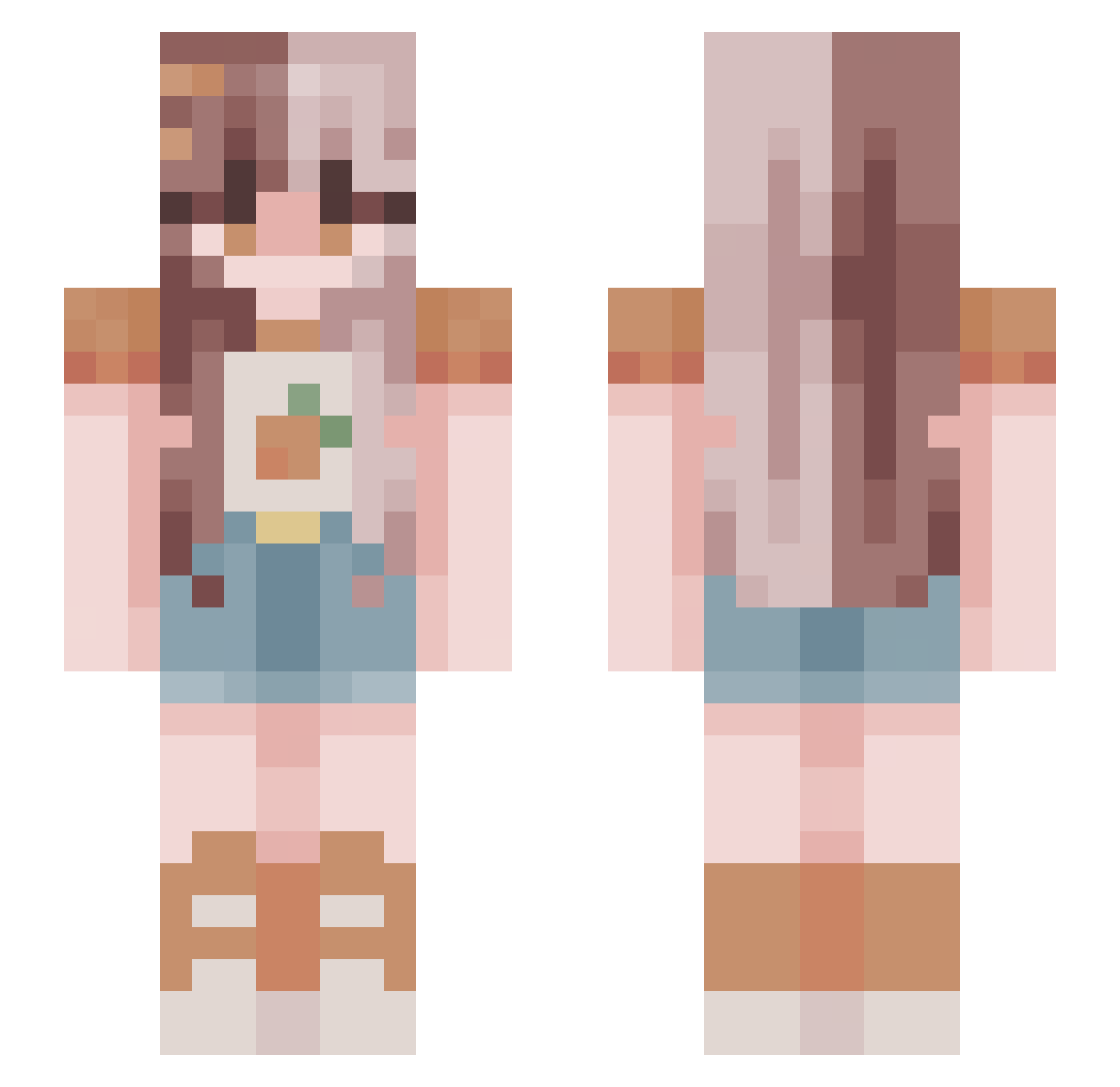 KlutzyBear Minecraft skin, front and back view