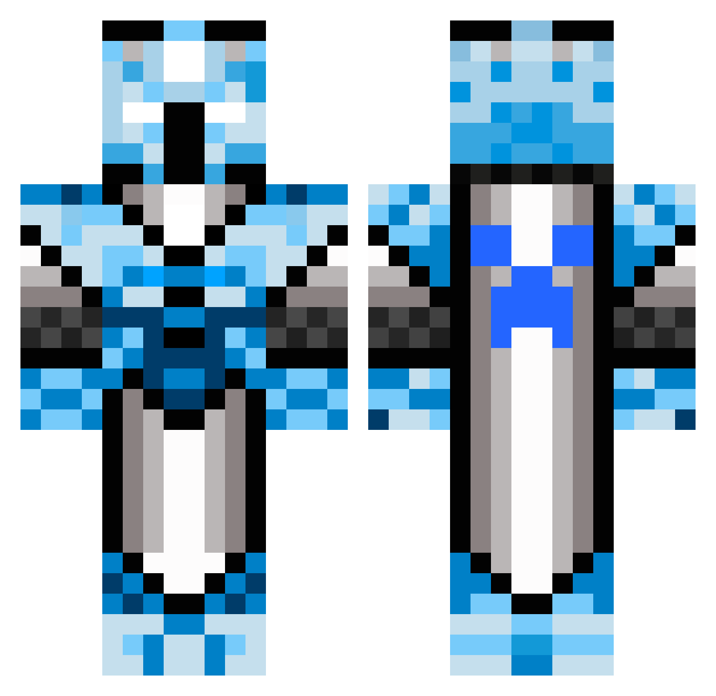 Pipik17 Minecraft skin, front and back view
