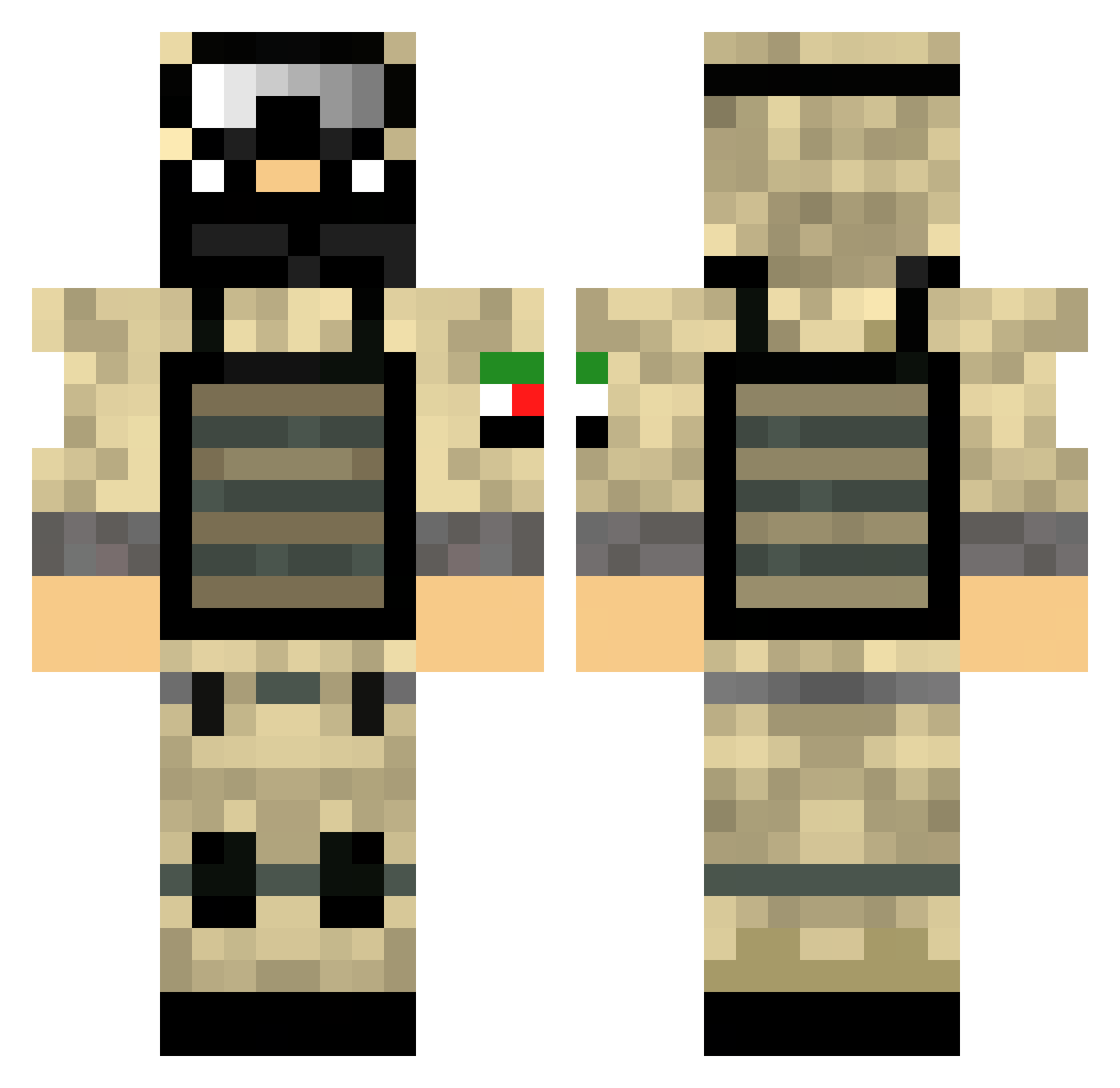 Afamia Minecraft skin, front and back view