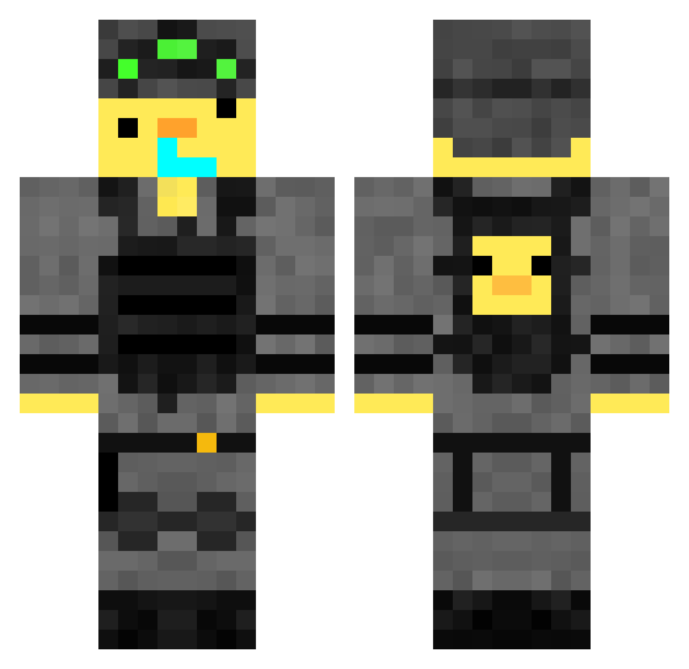 cookiepiece Minecraft skin, front and back view