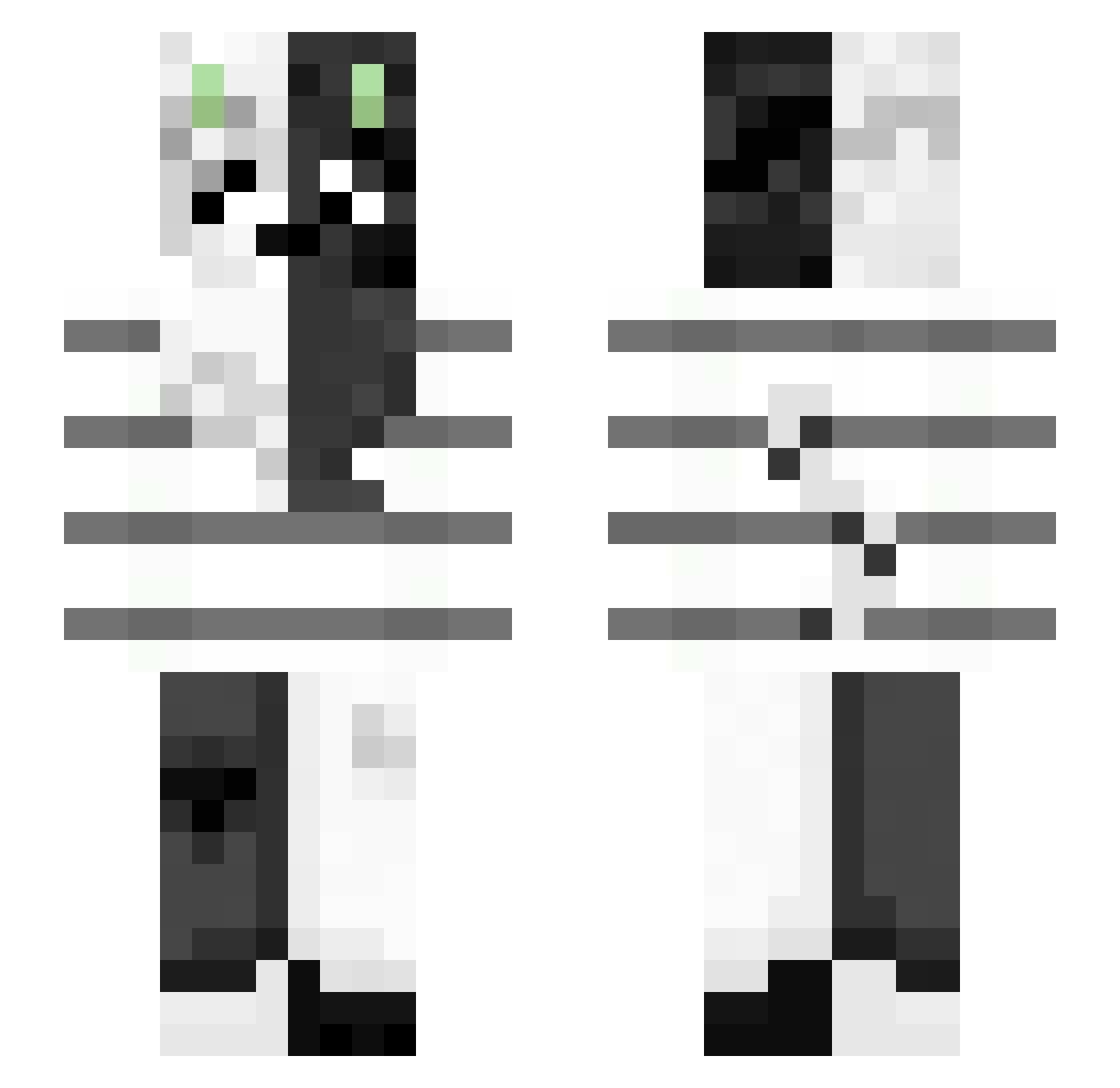 mouko Minecraft skin, front and back view