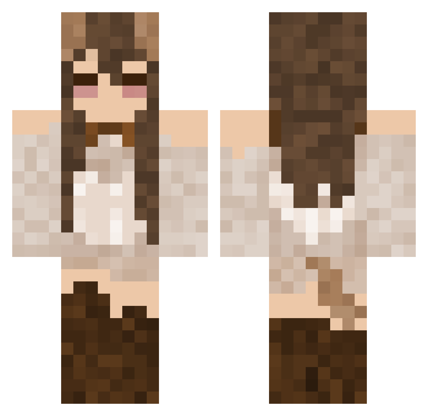 Cascadian Minecraft skin, front and back view