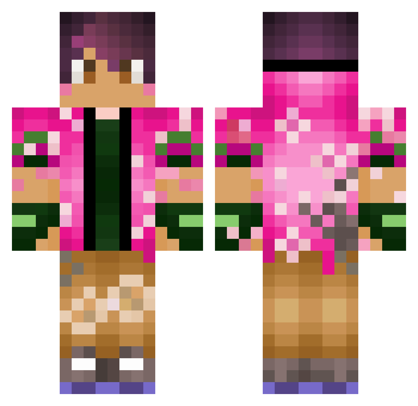 TextingUrSister Minecraft skin, front and back view