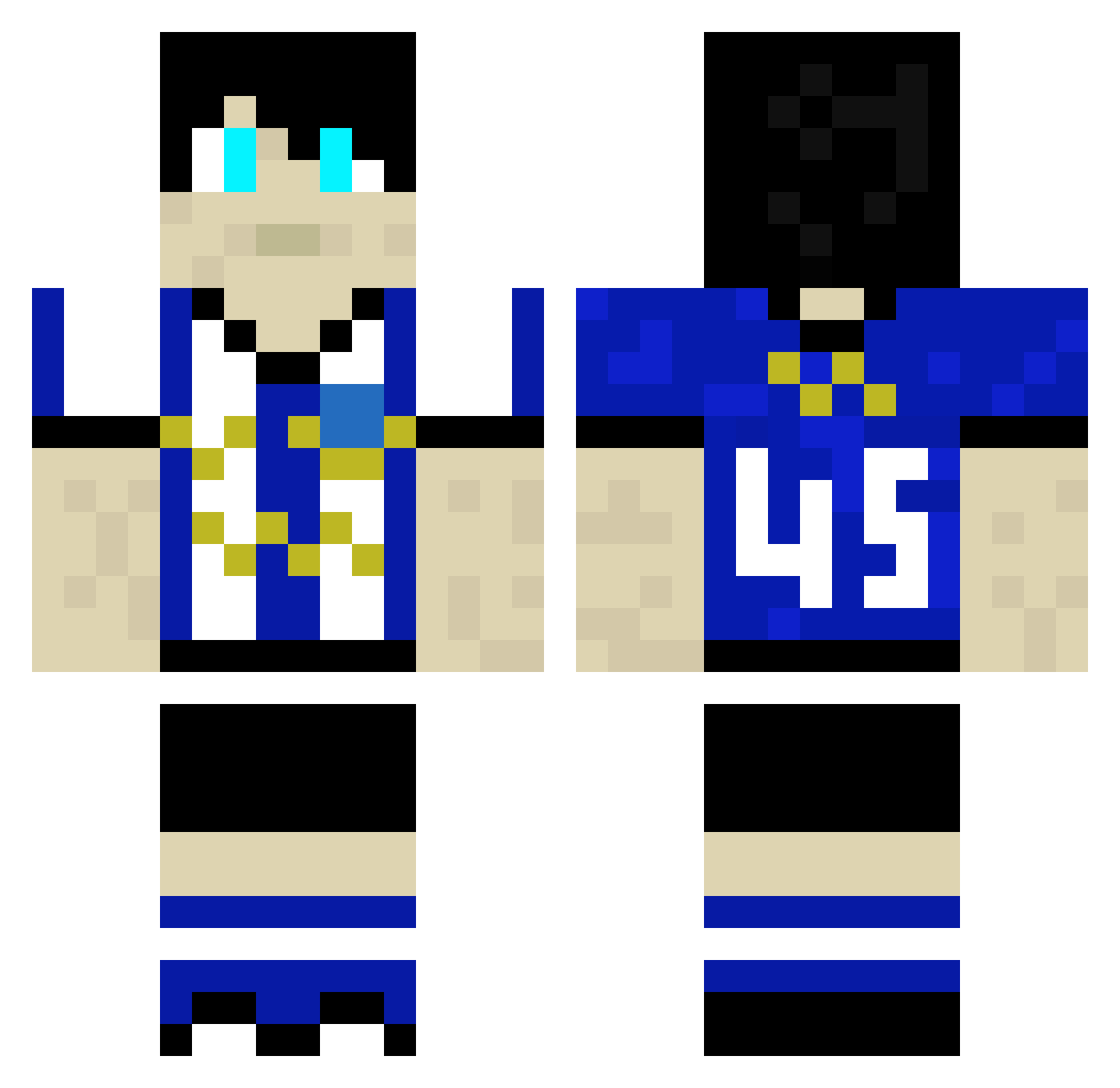 jacko2120 Minecraft skin, front and back view