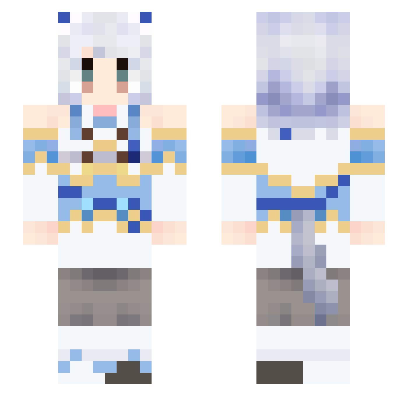 Crosssu Minecraft skin, front and back view