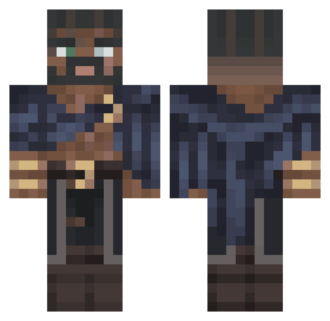 Menthex Minecraft skin, front and back view